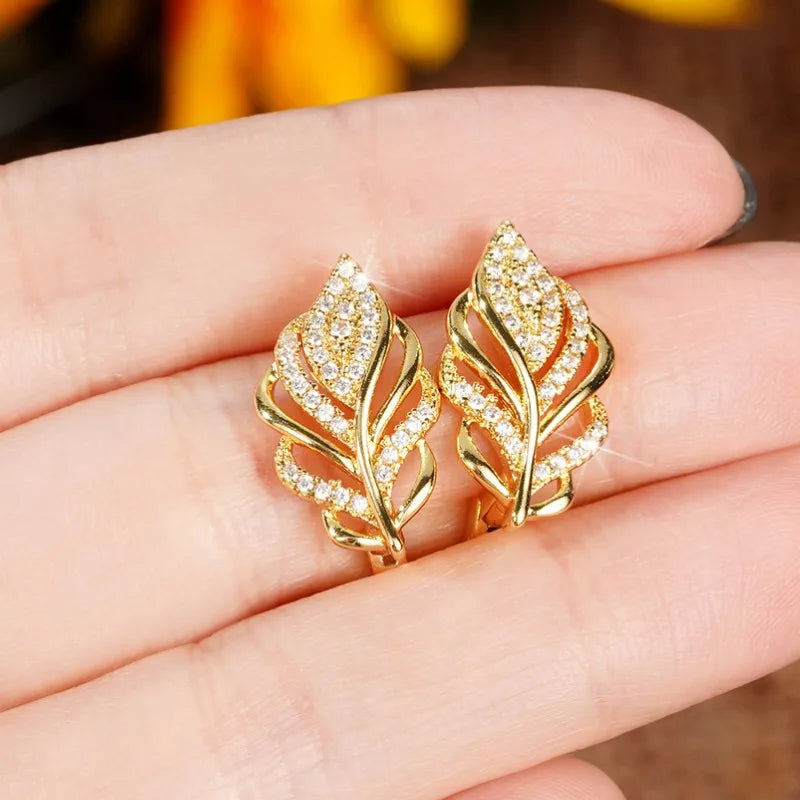Golden Leaf Hoop Earrings