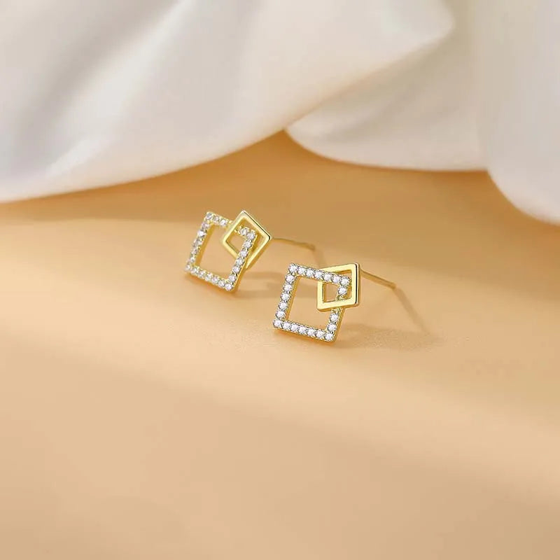 Gilded Double Square Studs