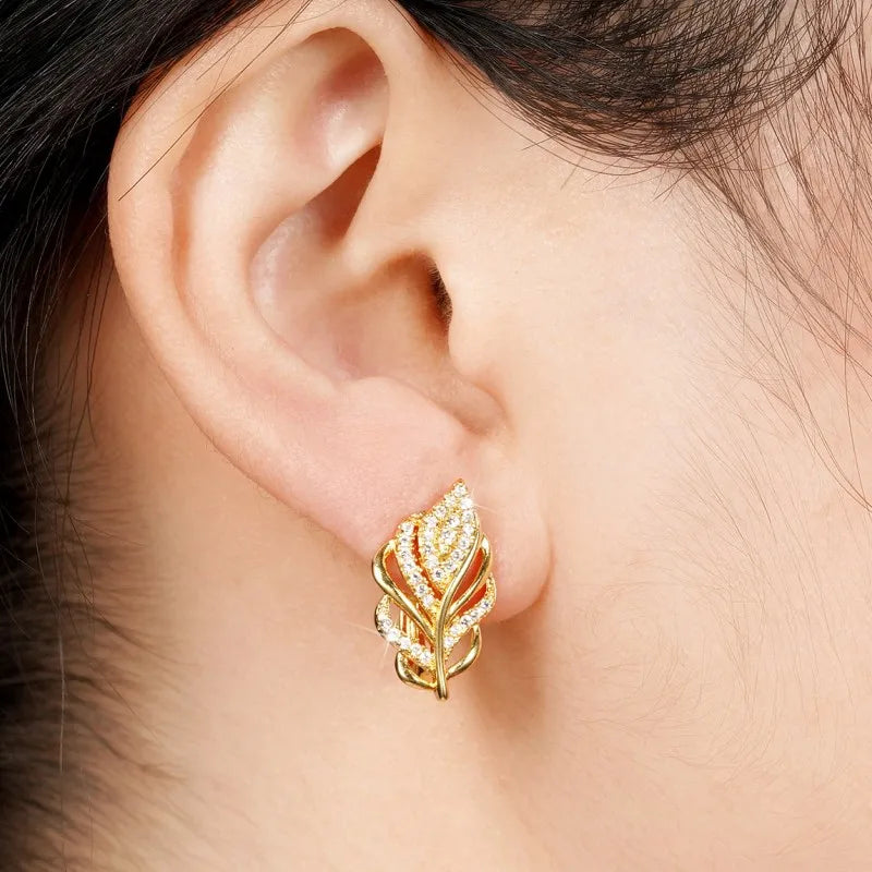 Golden Leaf Hoop Earrings