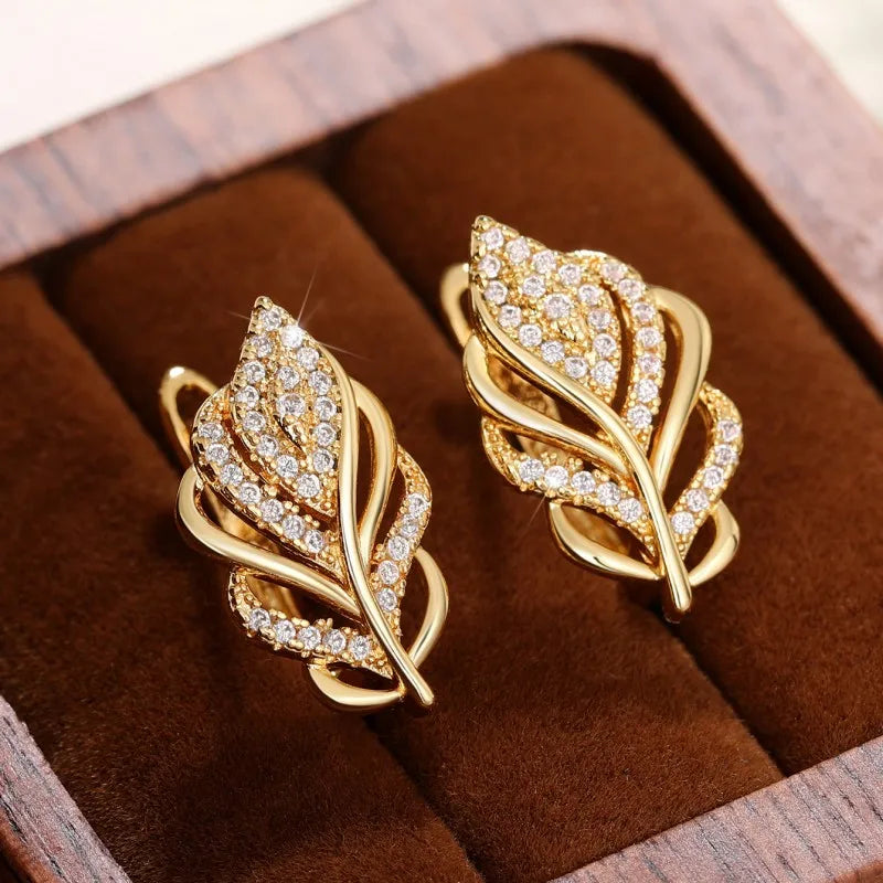 Golden Leaf Hoop Earrings