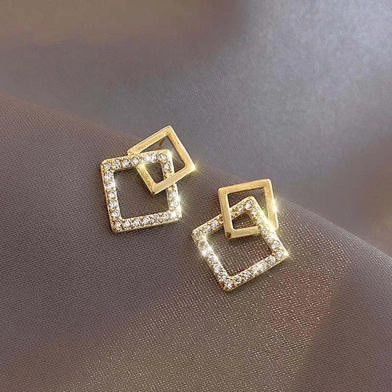 Gilded Double Square Studs