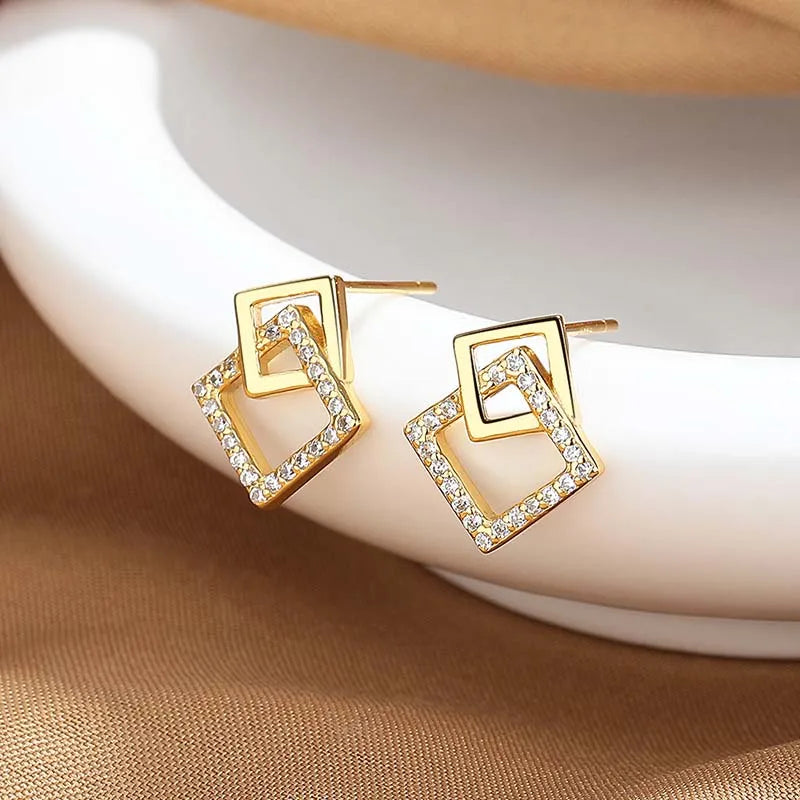 Gilded Double Square Studs