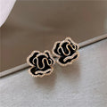 Noir Camellia Studs
