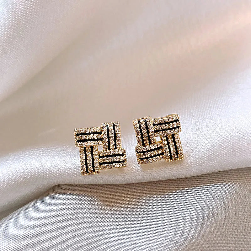 Noir Grid Stud Earrings