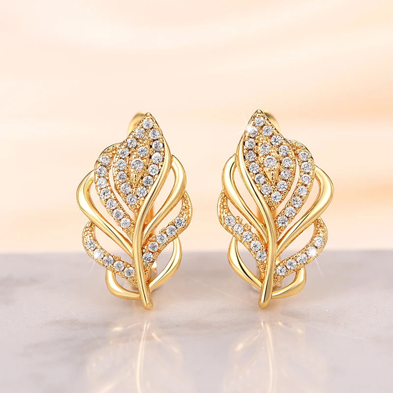 Golden Leaf Hoop Earrings