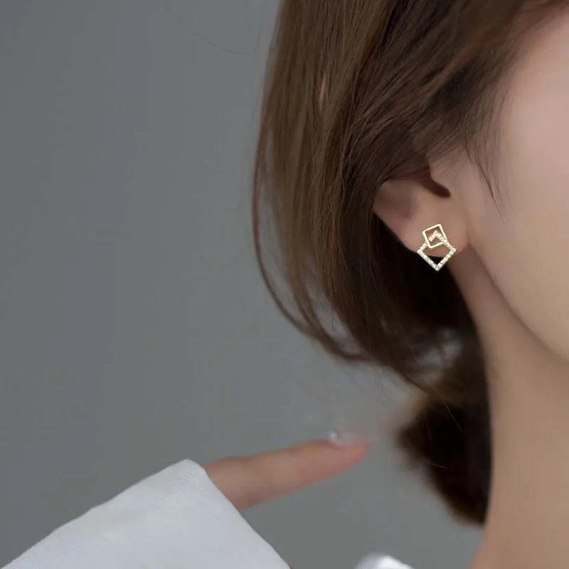 Gilded Double Square Studs