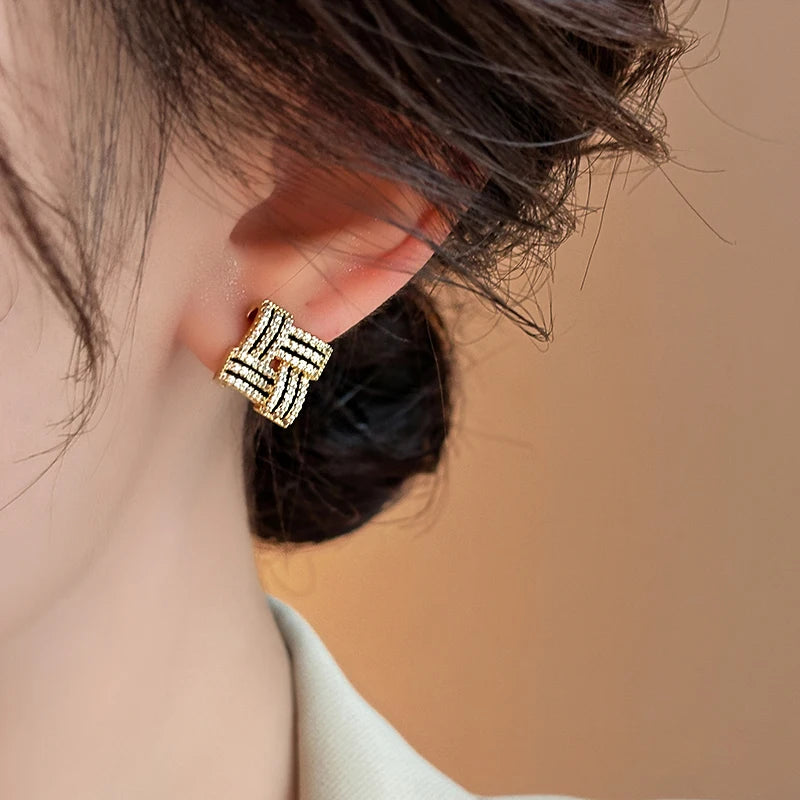 Noir Grid Stud Earrings