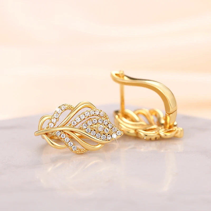 Golden Leaf Hoop Earrings