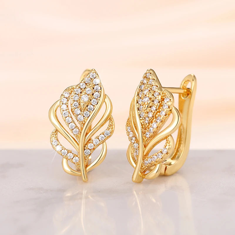 Golden Leaf Hoop Earrings