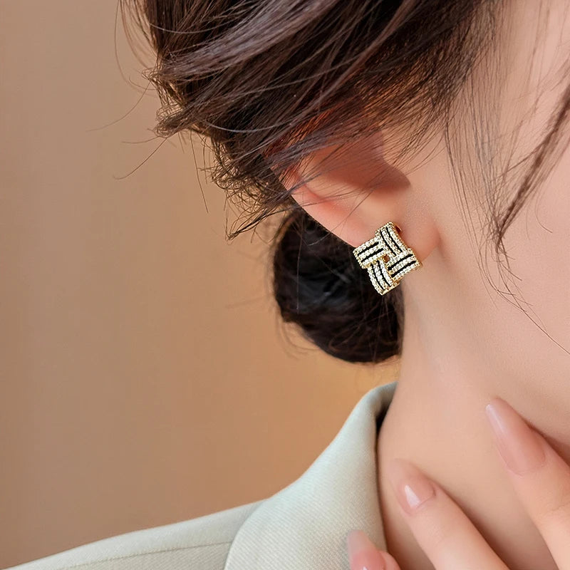 Noir Grid Stud Earrings